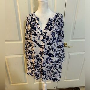 porophrose blue, white & purple blouse, 1X